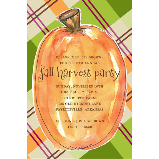 Plaid Pumpkin Invitations